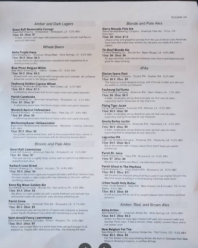The Chimes Lafayette Restaurant Menu | Best American Food & Drinks in ...